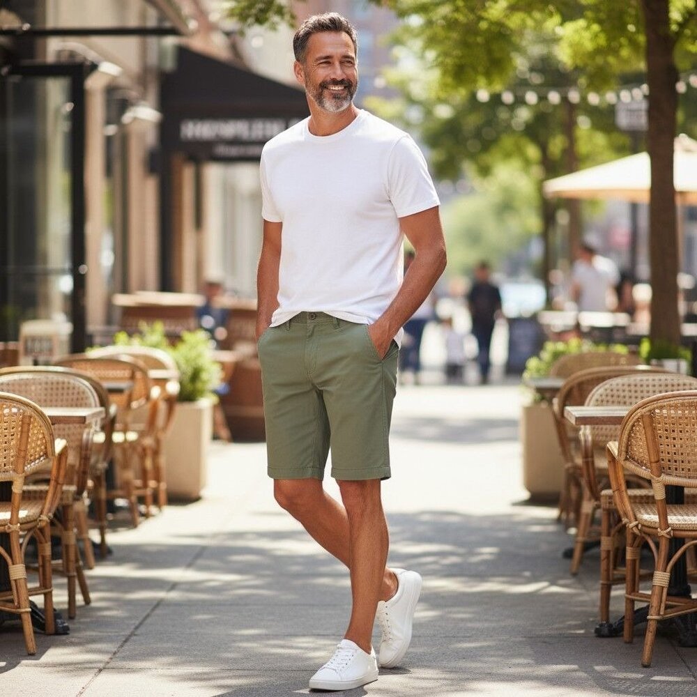 Aeropostale Olive Green Khaki Chino Shorts Men Size 29 Stretchy Casual